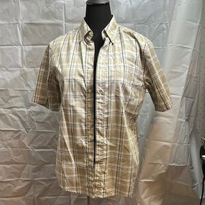 Basic Editions Tan Casual Button Down Shirt size medium